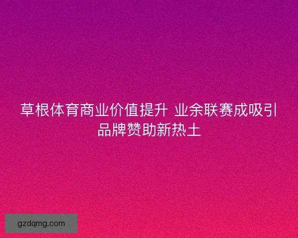 草根体育商业价值提升 业余联赛成吸引品牌赞助新热土