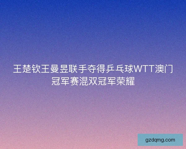 王楚钦王曼昱联手夺得乒乓球WTT澳门冠军赛混双冠军荣耀