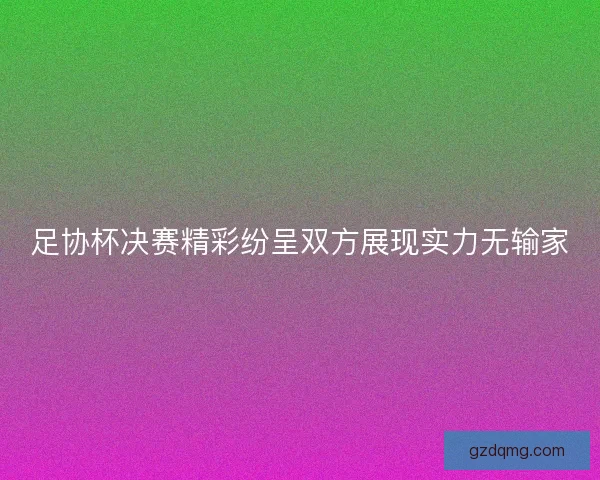 足协杯决赛精彩纷呈双方展现实力无输家